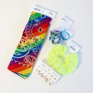 Set of hair accessories bandana earrings hair tie sequined jewelry rubber bands